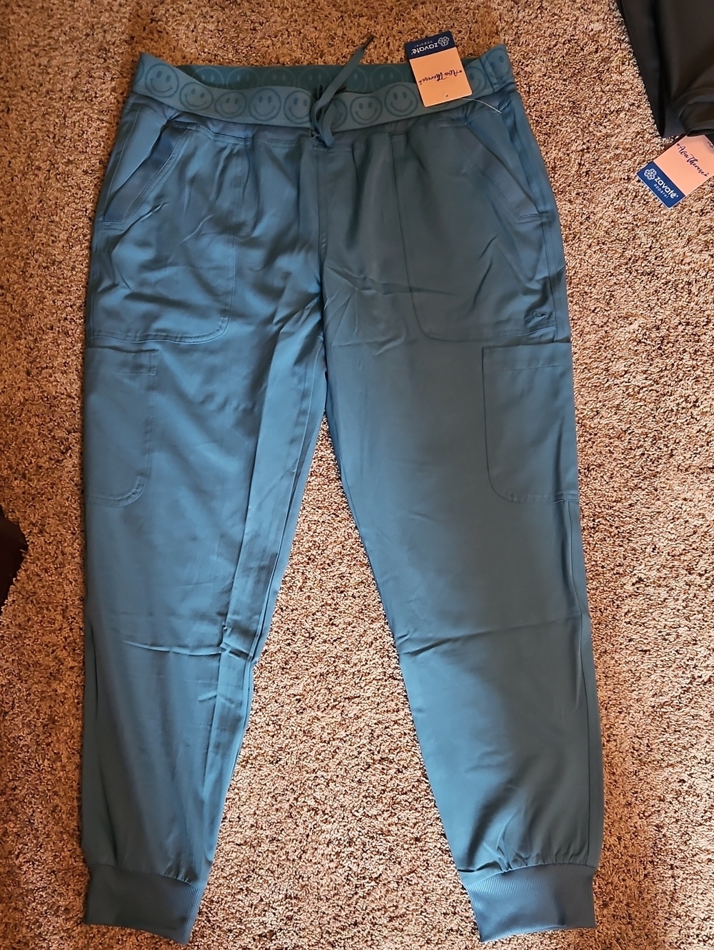 WonderWink Men's Teal Utility Joggers with Smiley-Waistband